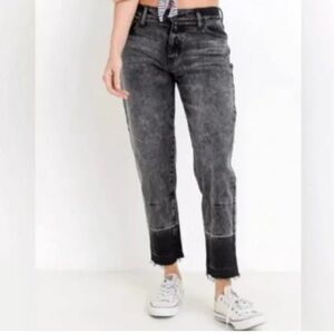 LETTER TO JULIET LTJ Black High Rise Cropped Jeans Dyed Raw Hem Size 27